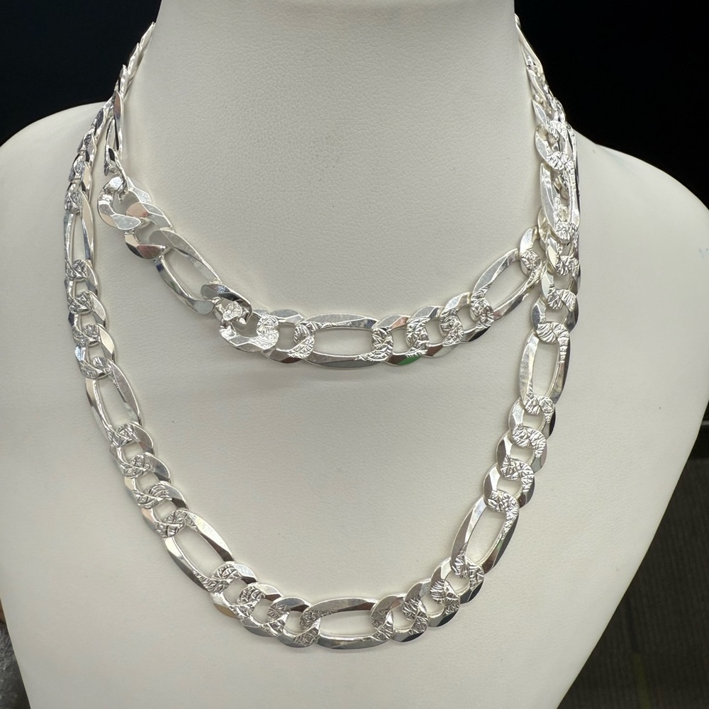 925 Sterling Silver Cuban Diamond Cut Chain 24 inches